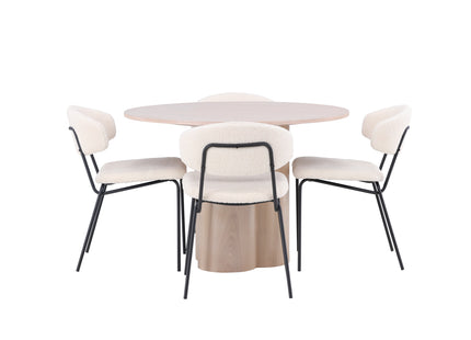 Venture Home Chico & Olivia Matstolar 2-pack Vit + Runda Matbord ⌀110 Whitewash