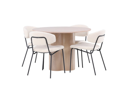 Venture Home Chico & Olivia Matstolar 2-pack Vit + Runda Matbord ⌀110 Whitewash