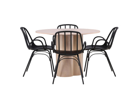 Venture Home Dyrön & Olivia Matstolar 2-pack Svart + Runda Matbord ⌀110 Whitewash