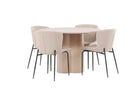 Venture Home Modesto & Olivia Matstolar 2-pack Beige + Runda Matbord ⌀110 Whitewash