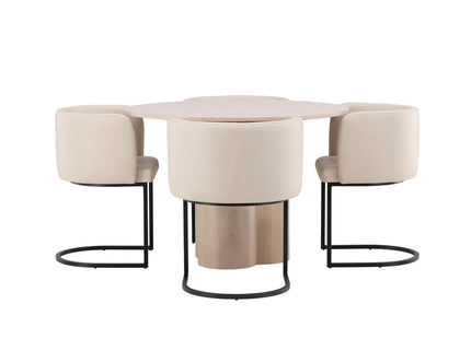 Venture Home & Furniture Fashion Olivia & Simrishamn Runda Matbord ⌀110 Whitewash + Matstolar Beige