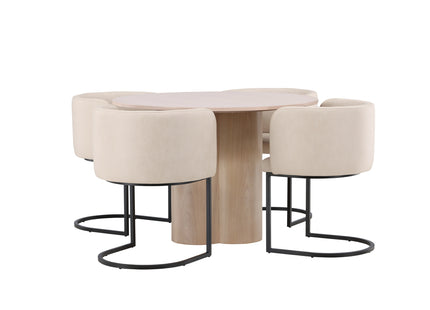 Venture Home & Furniture Fashion Olivia & Simrishamn Runda Matbord ⌀110 Whitewash + Matstolar Beige