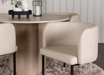 Venture Home & Furniture Fashion Olivia & Simrishamn Runda Matbord ⌀110 Whitewash + Matstolar Beige