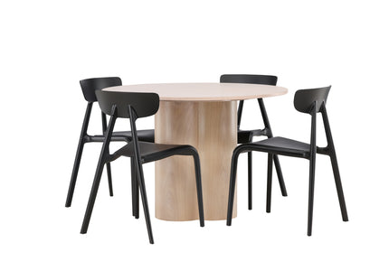 Venture Home Ursholmen & Olivia Matstolar 2-pack Svart + Runda Matbord ⌀110 Whitewash