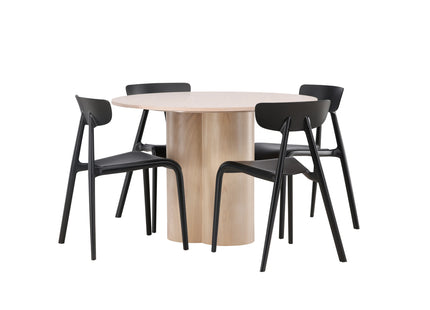 Venture Home Ursholmen & Olivia Matstolar 2-pack Svart + Runda Matbord ⌀110 Whitewash