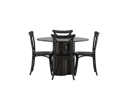 Venture Home Crosett & Olivia Matstolar 2-pack Svart + Runda Matbord ⌀110 Mocca
