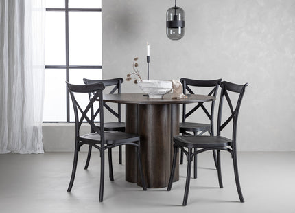 Venture Home Crosett & Olivia Matstolar 2-pack Svart + Runda Matbord ⌀110 Mocca