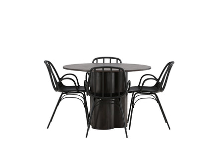 Venture Home Dyrön & Olivia Matstolar 2-pack Svart + Runda Matbord ⌀110 Mocca