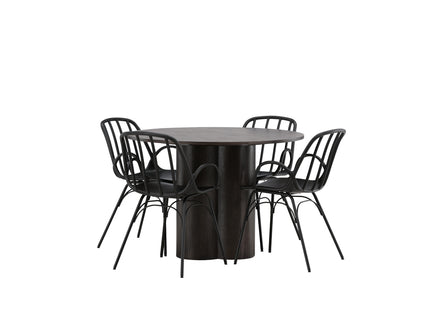 Venture Home Dyrön & Olivia Matstolar 2-pack Svart + Runda Matbord ⌀110 Mocca