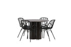 Venture Home Dyrön & Olivia Matstolar 2-pack Svart + Runda Matbord ⌀110 Mocca
