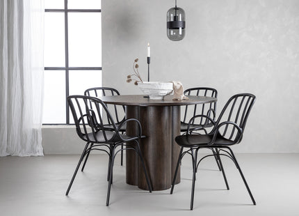 Venture Home Dyrön & Olivia Matstolar 2-pack Svart + Runda Matbord ⌀110 Mocca