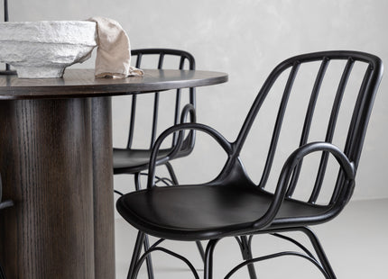 Venture Home Dyrön & Olivia Matstolar 2-pack Svart + Runda Matbord ⌀110 Mocca