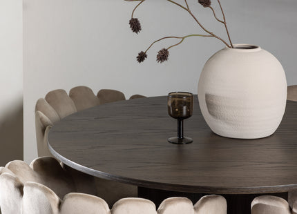 Furniture Fashion & Venture Home Limhamn & Olivia Matstolar Beige + Runda Matbord ⌀110 Mocca