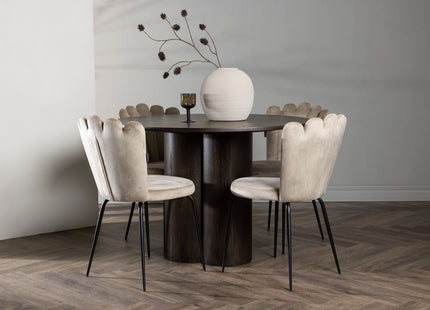 Furniture Fashion & Venture Home Limhamn & Olivia Matstolar 2-pack Beige + Runda Matbord ⌀110 Mocca
