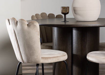 Furniture Fashion & Venture Home Limhamn & Olivia Matstolar 2-pack Beige + Runda Matbord ⌀110 Mocca