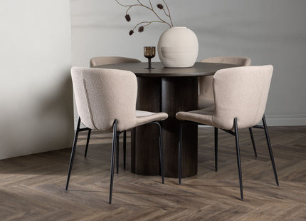 Venture Home Modesto & Olivia Matstolar 2-pack Beige + Runda Matbord ⌀110 Mocca