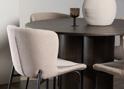 Venture Home Modesto & Olivia Matstolar 2-pack Beige + Runda Matbord ⌀110 Mocca
