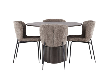 Venture Home Modesto & Olivia Matstolar 2-pack Brun + Runda Matbord ⌀110 Mocca
