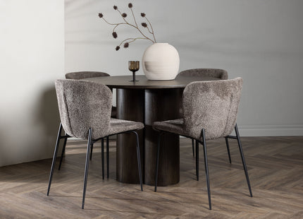 Venture Home Modesto & Olivia Matstolar 2-pack Brun + Runda Matbord ⌀110 Mocca