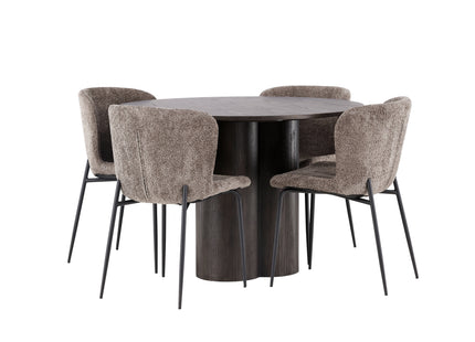 Venture Home Modesto & Olivia Matstolar 2-pack Brun + Runda Matbord ⌀110 Mocca