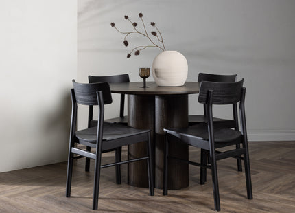 Venture Home Montros & Olivia Matstolar 2-pack Svart + Runda Matbord ⌀110 Mocca
