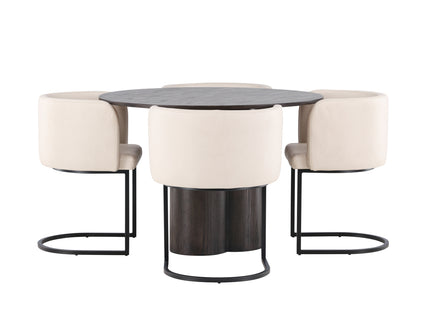 Venture Home & Furniture Fashion Olivia & Simrishamn Runda Matbord ⌀110 Mocca + Matstolar Beige