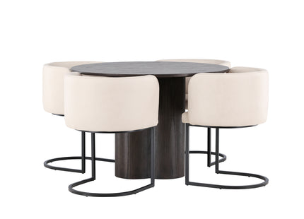 Venture Home & Furniture Fashion Olivia & Simrishamn Runda Matbord ⌀110 Mocca + Matstolar Beige