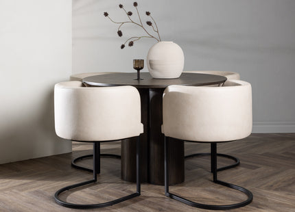 Venture Home & Furniture Fashion Olivia & Simrishamn Runda Matbord ⌀110 Mocca + Matstolar Beige