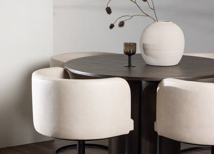 Venture Home & Furniture Fashion Olivia & Simrishamn Runda Matbord ⌀110 Mocca + Matstolar Beige