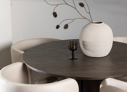 Venture Home & Furniture Fashion Olivia & Simrishamn Runda Matbord ⌀110 Mocca + Matstolar Beige