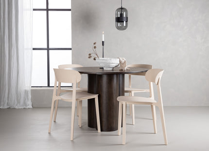 Venture Home Åstol & Olivia Matstolar 2-pack Beige + Runda Matbord ⌀110 Mocca