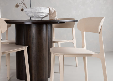Venture Home Åstol & Olivia Matstolar 2-pack Beige + Runda Matbord ⌀110 Mocca