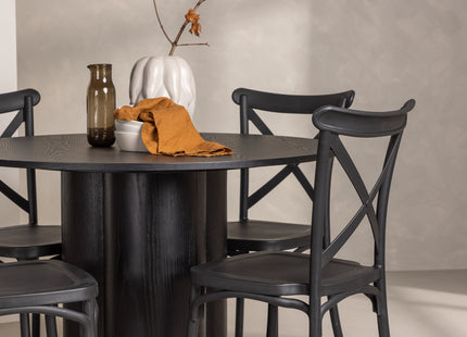 Venture Home Crosett & Olivia Matstolar 2-pack Svart + Runda Matbord ⌀110 Svart