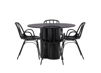 Venture Home Dyrön & Olivia Matstolar 2-pack Svart + Runda Matbord ⌀110 Svart