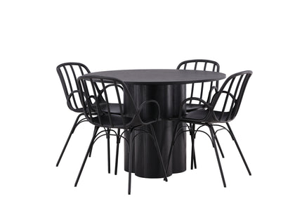 Venture Home Dyrön & Olivia Matstolar 2-pack Svart + Runda Matbord ⌀110 Svart