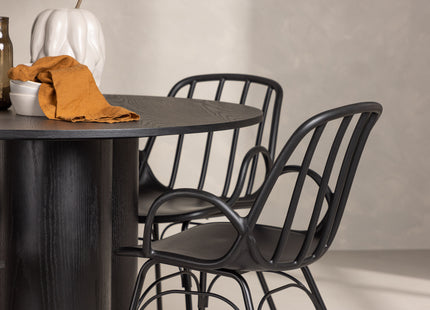 Venture Home Dyrön & Olivia Matstolar 2-pack Svart + Runda Matbord ⌀110 Svart