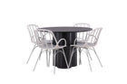 Venture Home Dyrön & Olivia Matstolar 2-pack Ljusgrå + Runda Matbord ⌀110 Svart