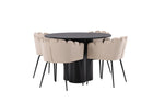 Furniture Fashion & Venture Home Limhamn & Olivia Matstolar Beige + Runda Matbord ⌀110 Svart