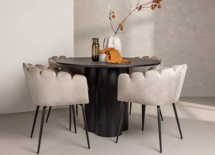 Furniture Fashion & Venture Home Limhamn & Olivia Matstolar Beige + Runda Matbord ⌀110 Svart