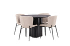 Venture Home Modesto & Olivia Matstolar 2-pack Beige + Runda Matbord ⌀110 Svart