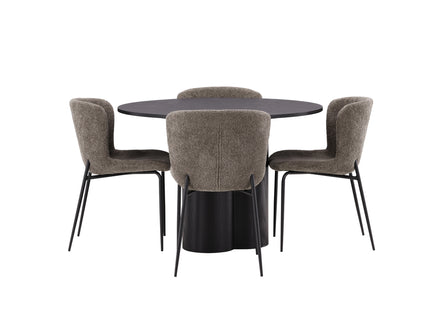 Venture Home Modesto & Olivia Matstolar 2-pack Brun + Runda Matbord ⌀110 Svart
