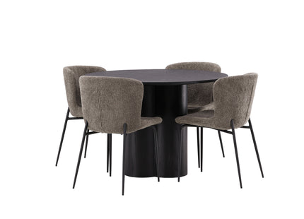 Venture Home Modesto & Olivia Matstolar 2-pack Brun + Runda Matbord ⌀110 Svart