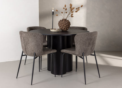 Venture Home Modesto & Olivia Matstolar 2-pack Brun + Runda Matbord ⌀110 Svart