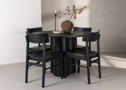 Venture Home Montros & Olivia Matstolar 2-pack Svart + Runda Matbord ⌀110 Svart
