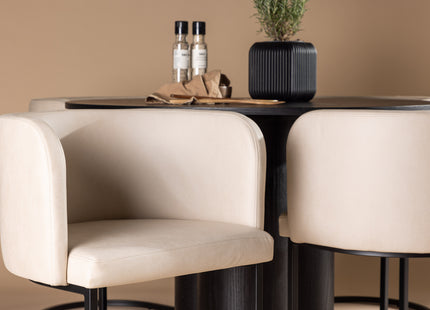 Venture Home & Furniture Fashion Olivia & Simrishamn Runda Matbord ⌀110 Svart + Matstolar Beige