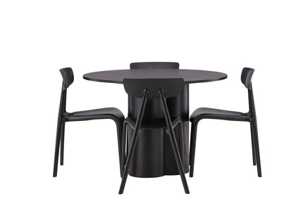 Venture Home Ursholmen & Olivia Matstolar 2-pack Svart + Runda Matbord ⌀110 Svart