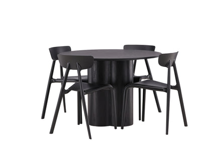 Venture Home Ursholmen & Olivia Matstolar 2-pack Svart + Runda Matbord ⌀110 Svart