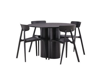 Venture Home Ursholmen & Olivia Matstolar 2-pack Svart + Runda Matbord ⌀110 Svart