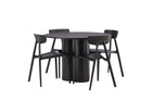 Venture Home Ursholmen & Olivia Matstolar 2-pack Svart + Runda Matbord ⌀110 Svart