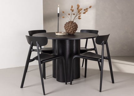 Venture Home Ursholmen & Olivia Matstolar 2-pack Svart + Runda Matbord ⌀110 Svart